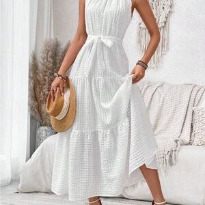 SHEIN White Textured Maxi Dress